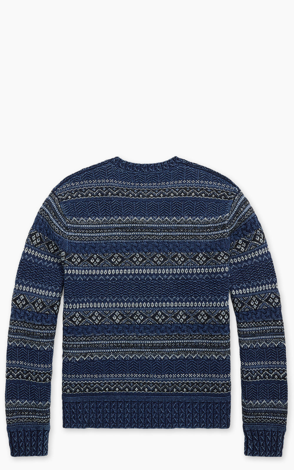RRL Indigo Fair Isle Cotton-Linen Sweater Indigo Multi