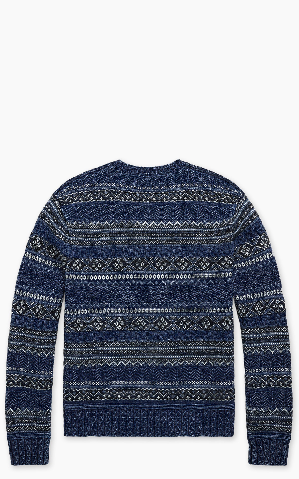 RRL Indigo Fair Isle Cotton-Linen Sweater Indigo Multi
