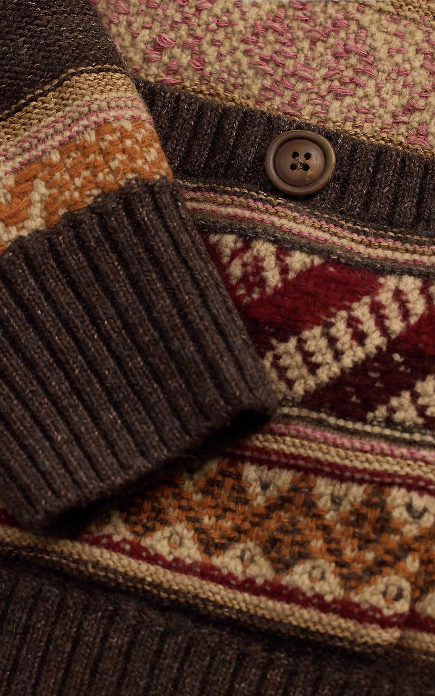RRL Wool-Blend Shawl-Collar Cardigan Brown/Red Multi