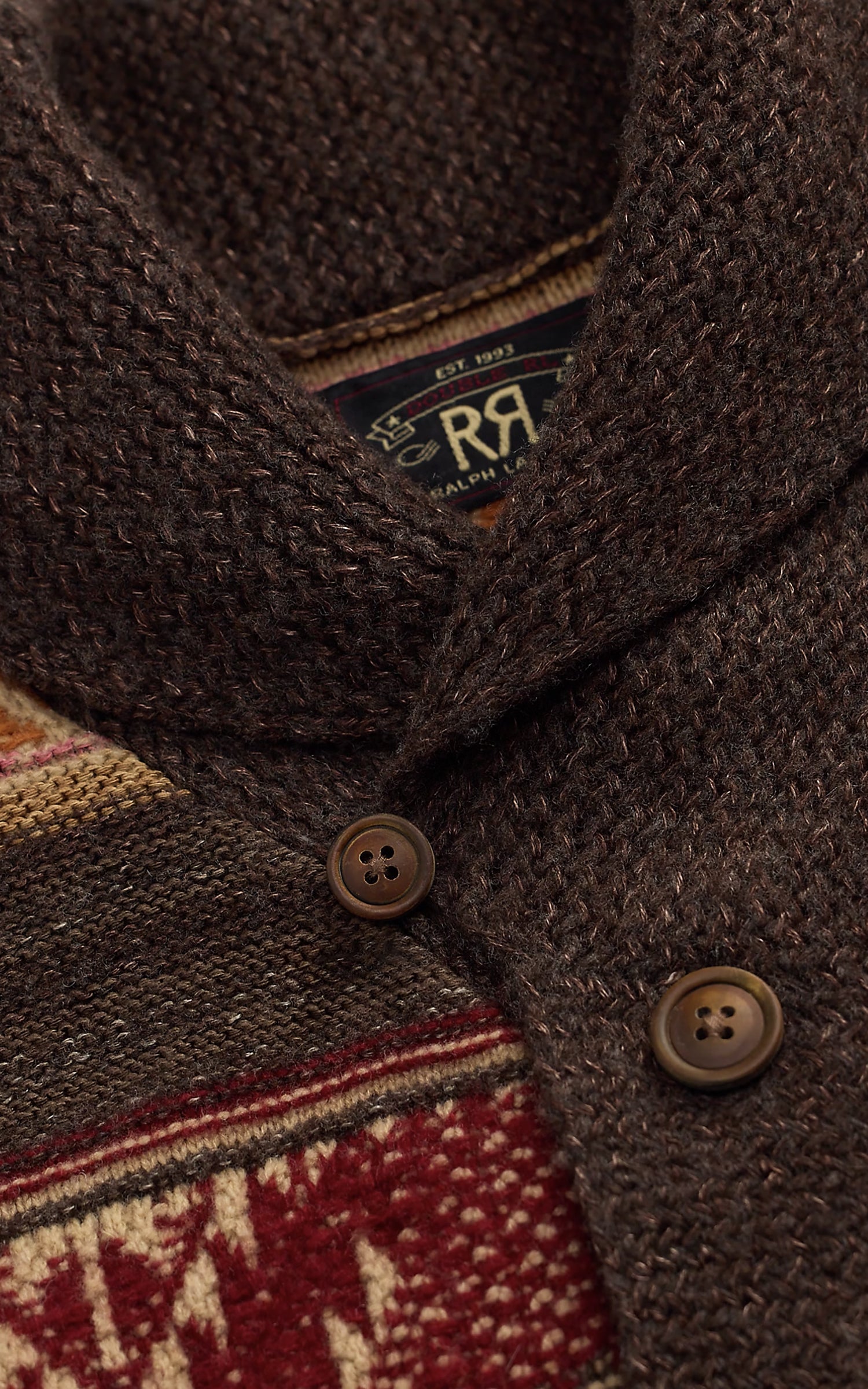 RRL Wool-Blend Shawl-Collar Cardigan Brown/Red Multi