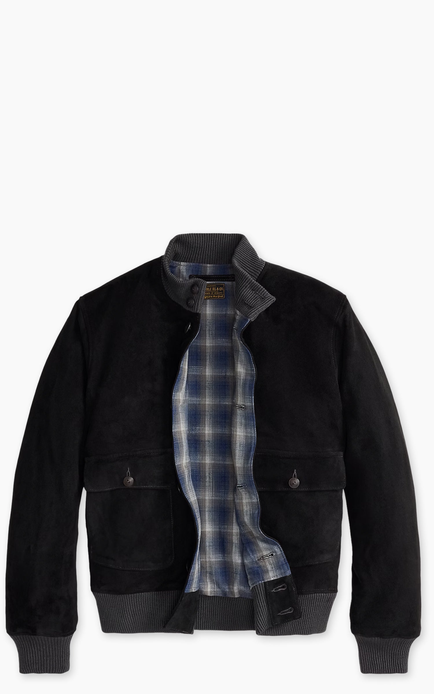 RRL Mason Suede Bomber Jacket Vintage Black