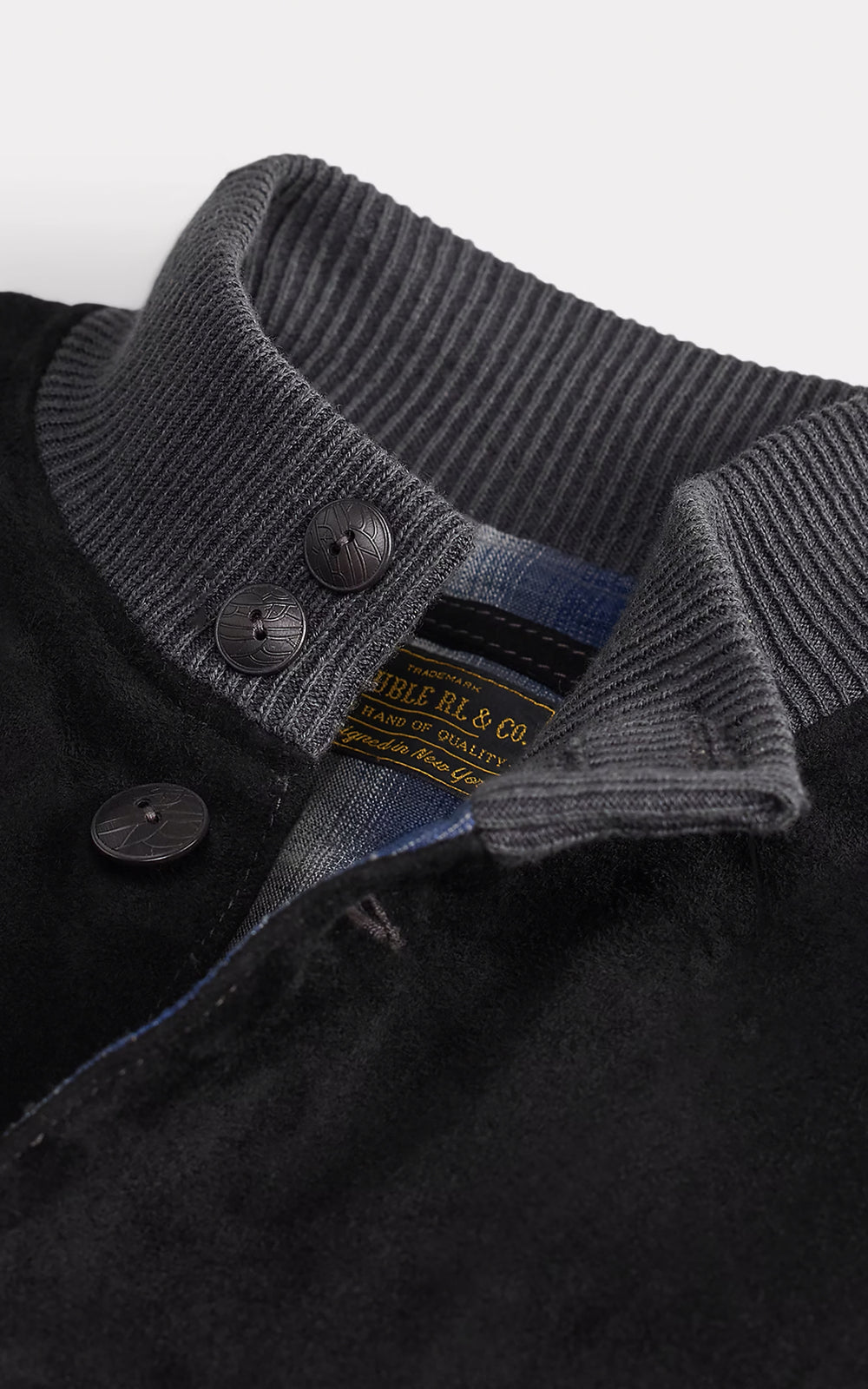 RRL Mason Suede Bomber Jacket Vintage Black