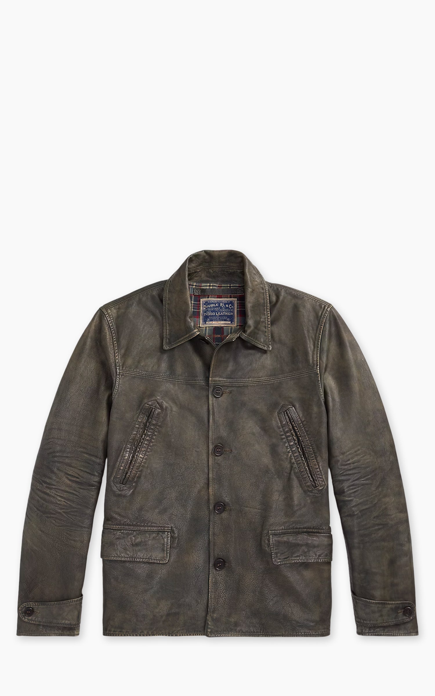 RRL Indigo Leather Car Coat Vintage Indigo