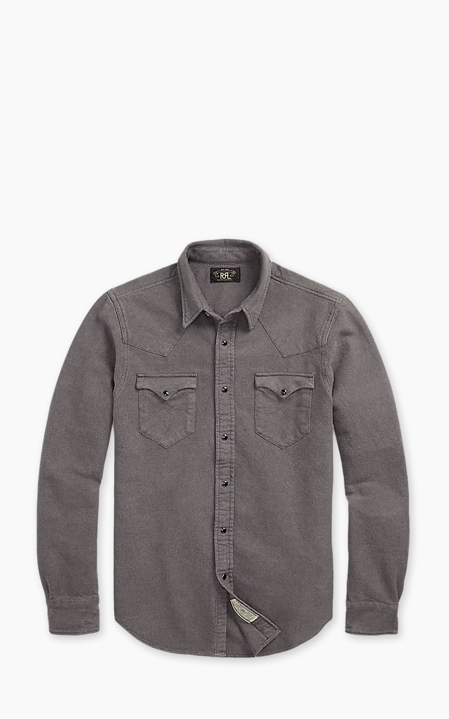 RRL Slim Fit Chamois Western Shirt Heather Grey