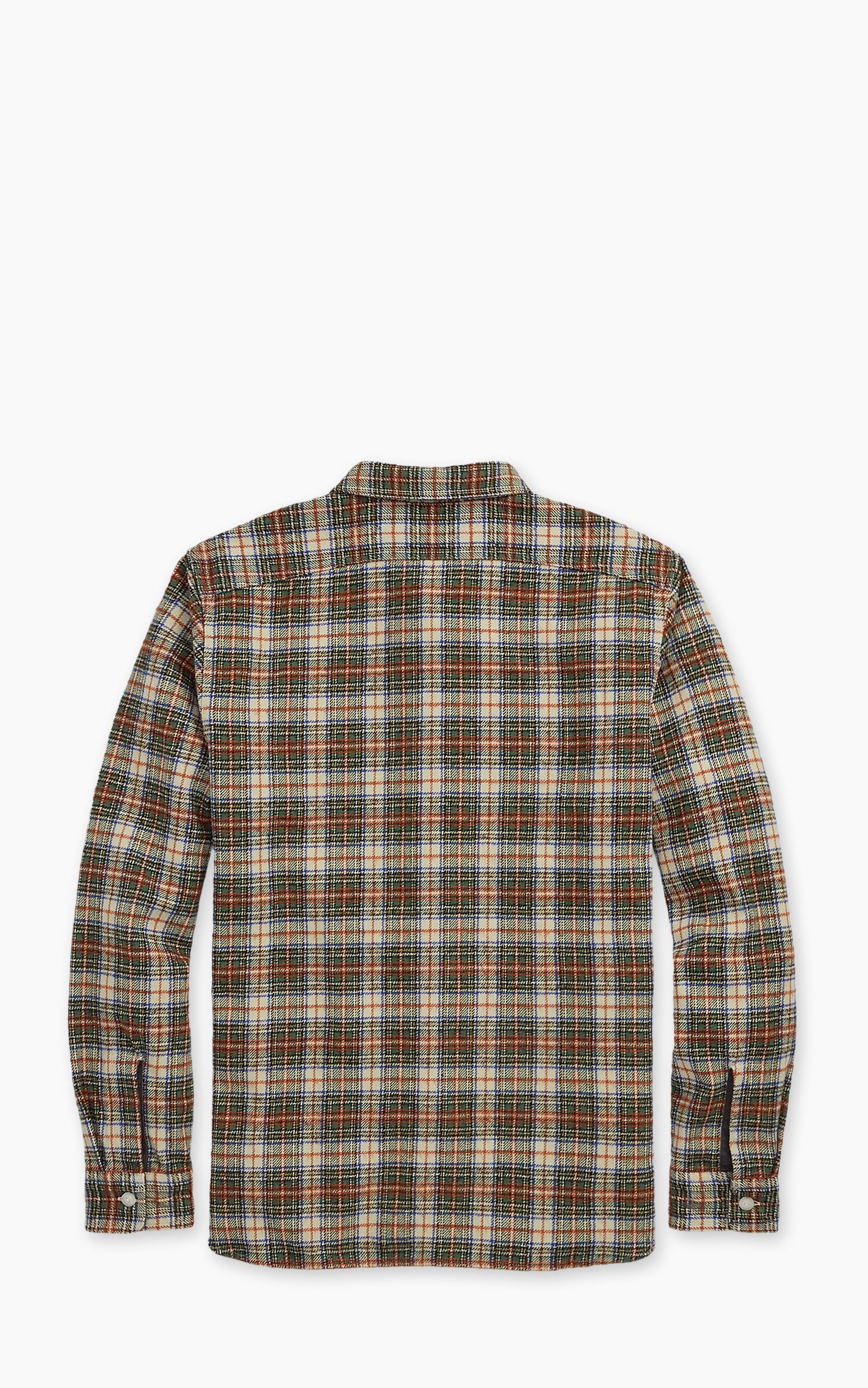 RRL Plaid Wool-Blend Twill Workshirt Cream/Green