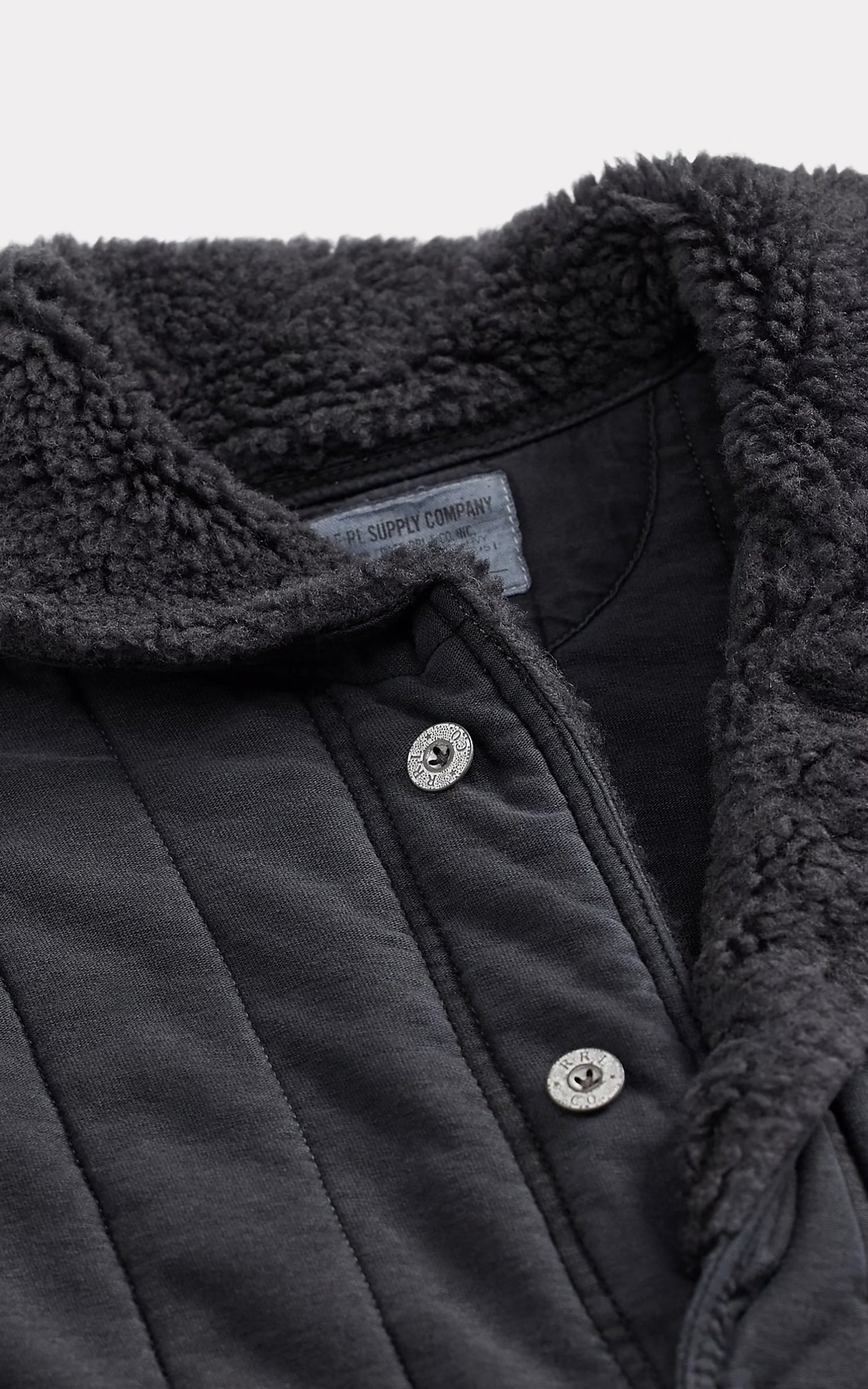 RRL Fleece-Collar Quilted Jersey Jacket Faded Black