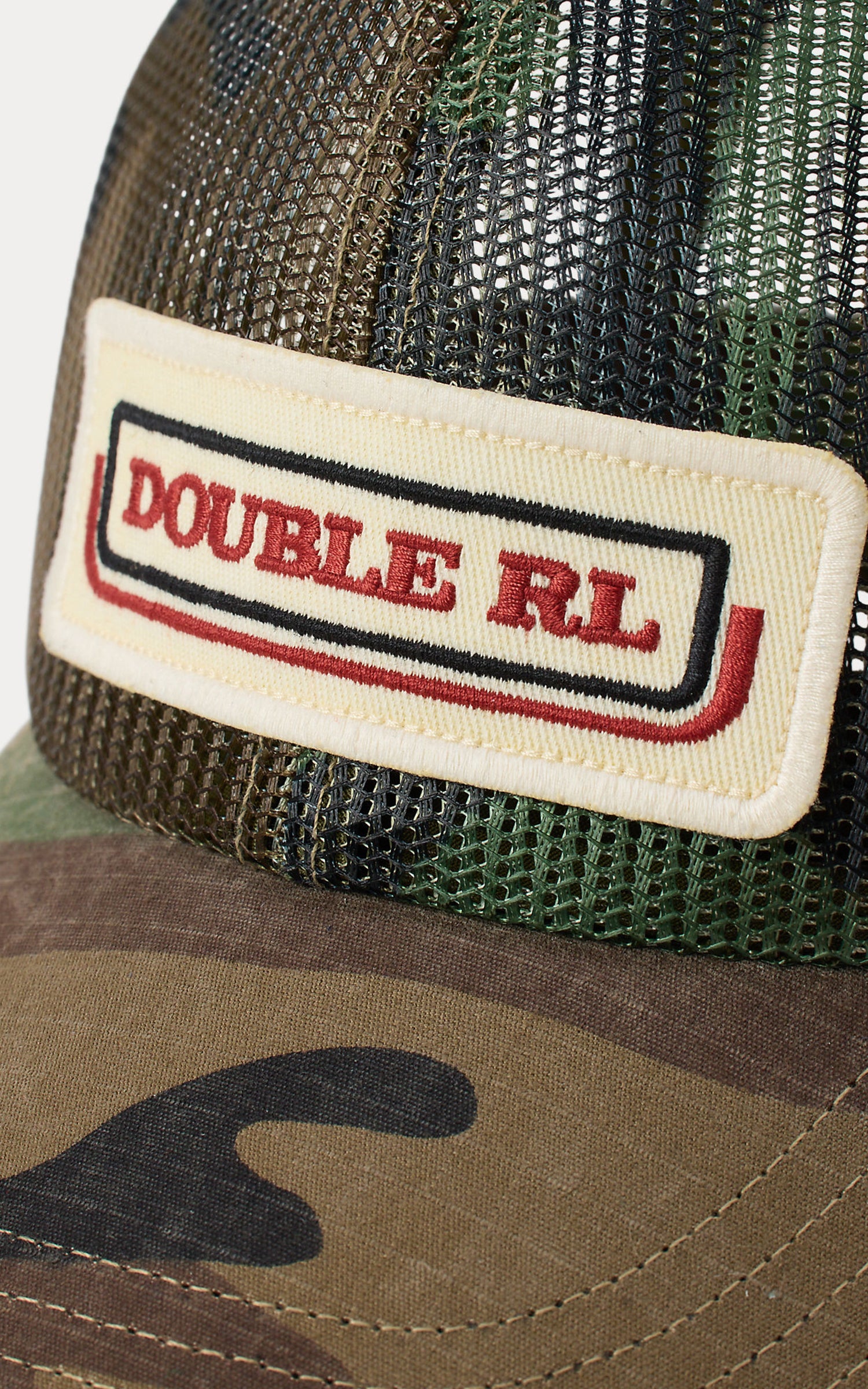 RRL Logo-Patch Camo Mesh Trucker Cap Woodland Camo