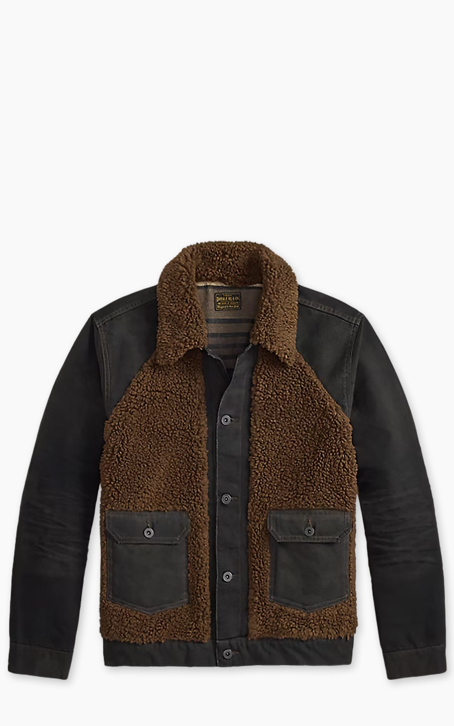 RRL Fleece-Panelled Canvas Jacket Vintage Black/Brown