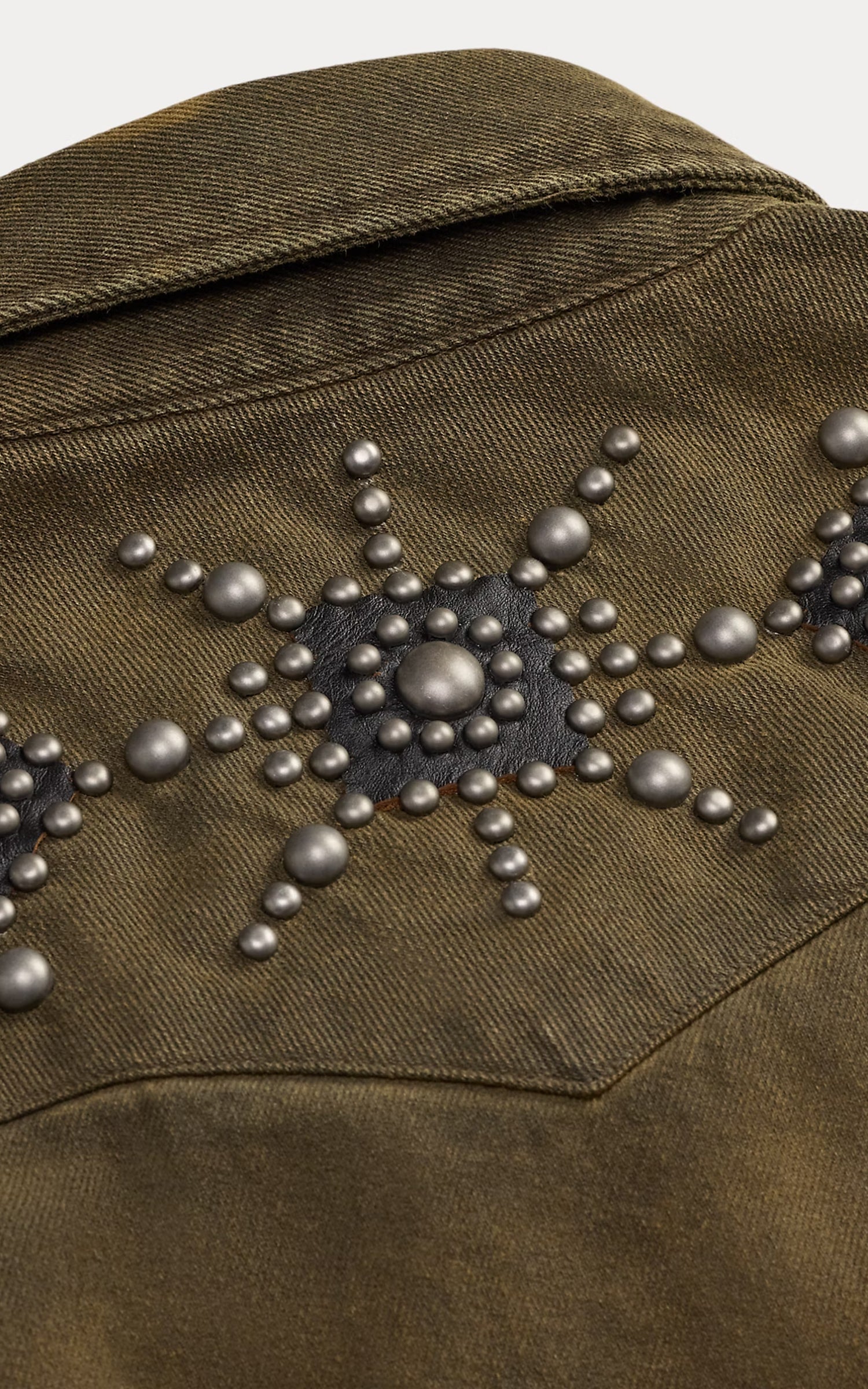 RRL Slim Fit Studded Denim Western Shirt Distressed Brown Wash