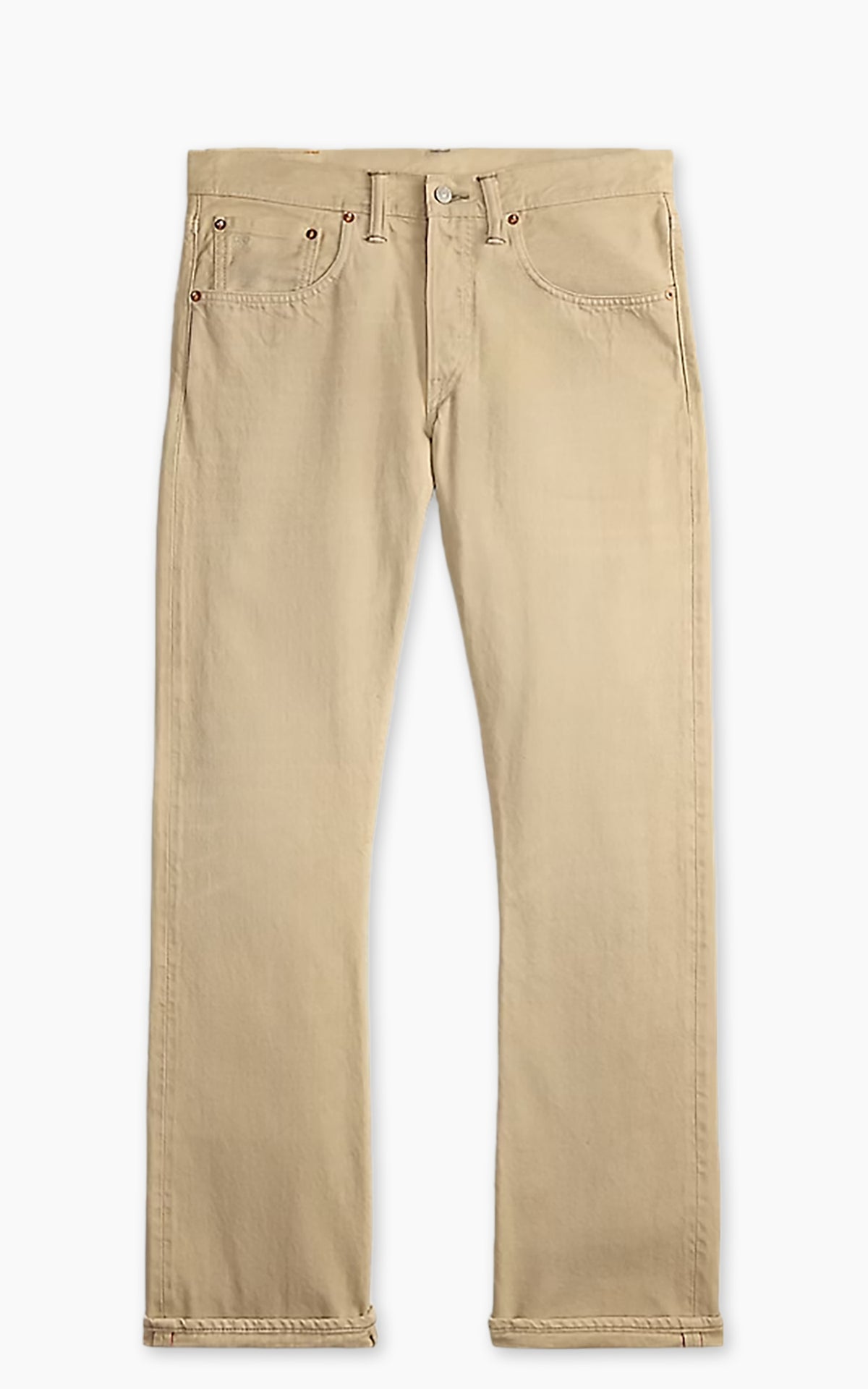 RRL Slim Boot Cream Selvedge Jean Distressed Cream
