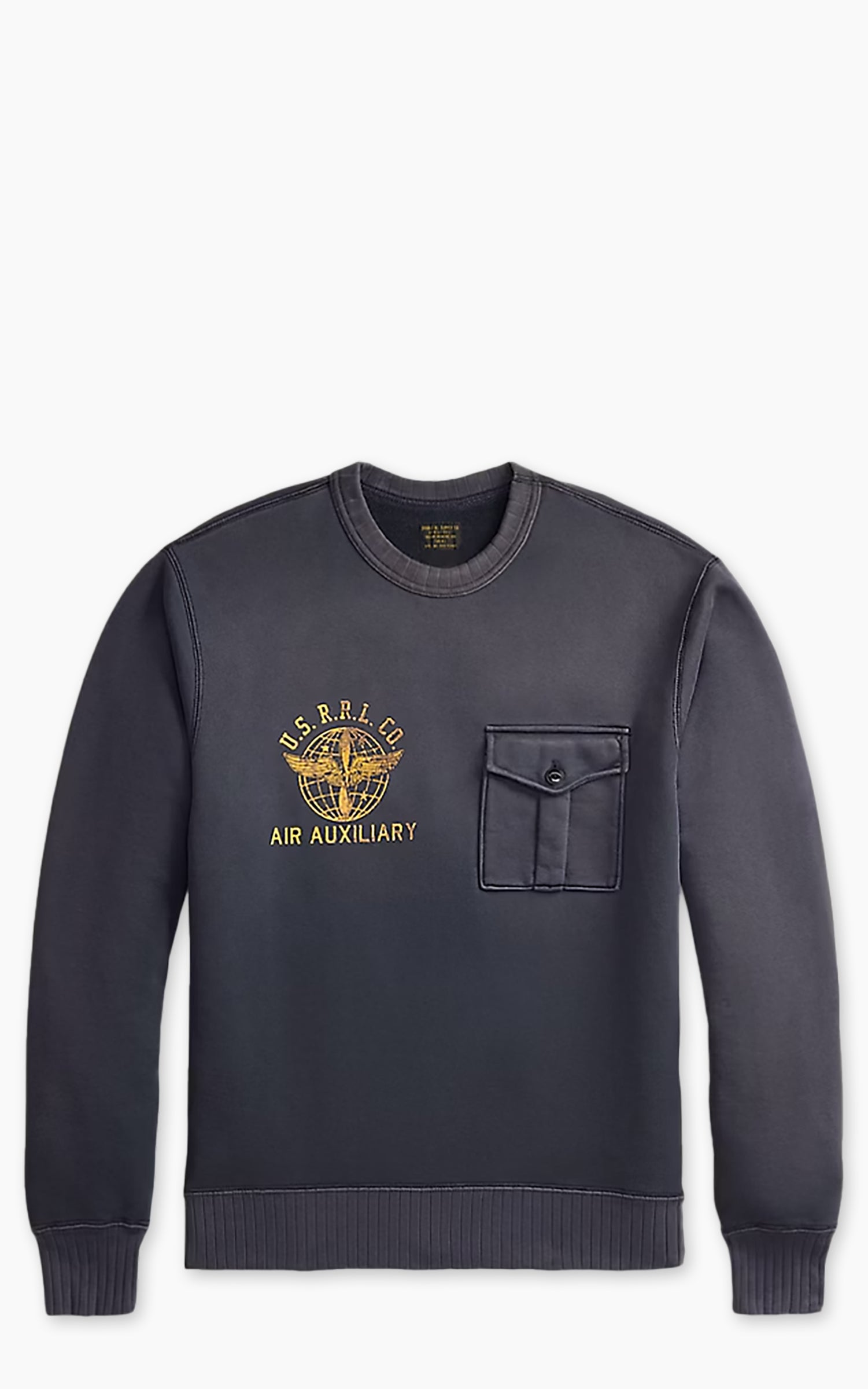 RRL French Terry Graphic Sweatshirt Faded Blue