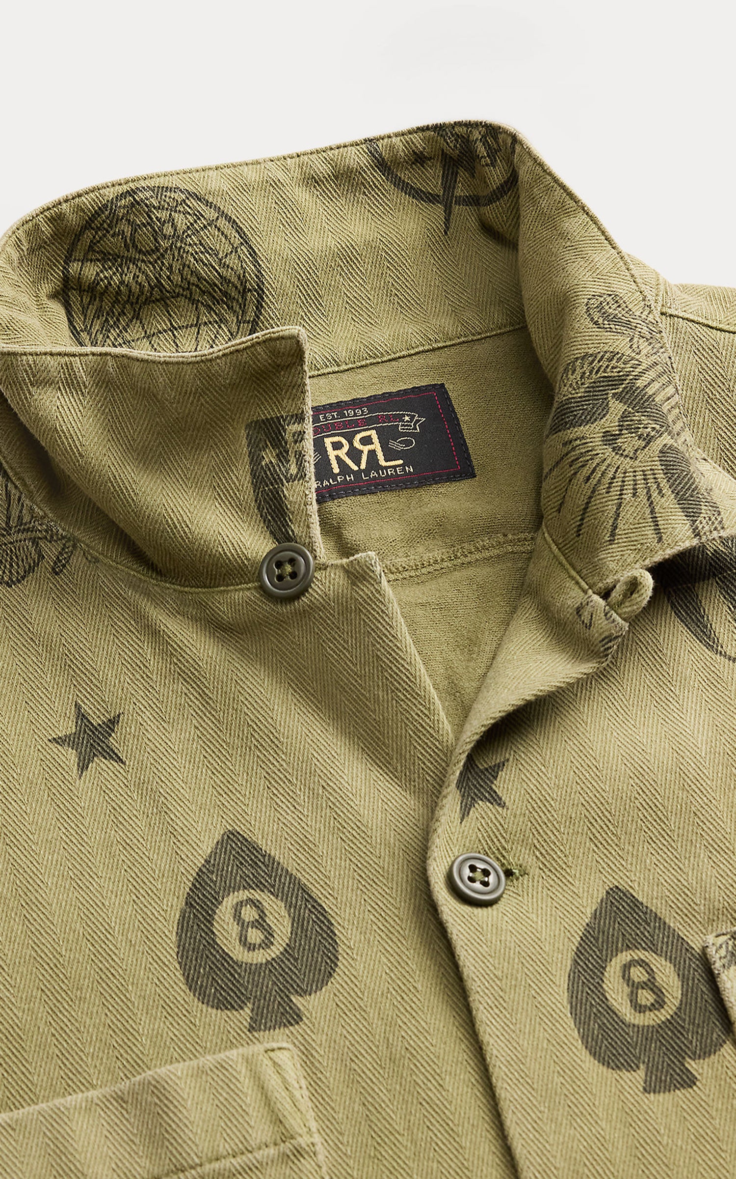 RRL Knit Herringbone Twill Camp Shirt OD7