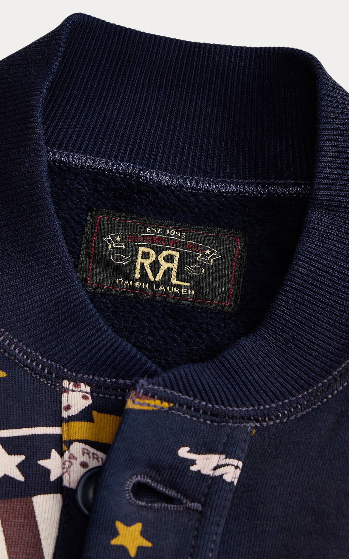 RRL Fleece Graphic Jacket Navy Multi