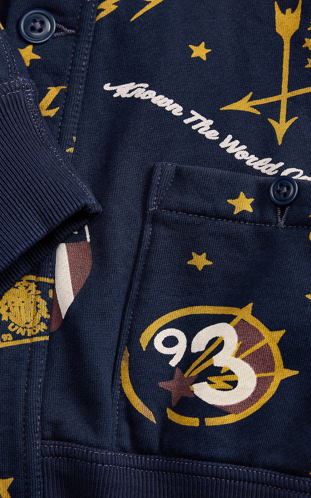 RRL Fleece Graphic Jacket Navy Multi