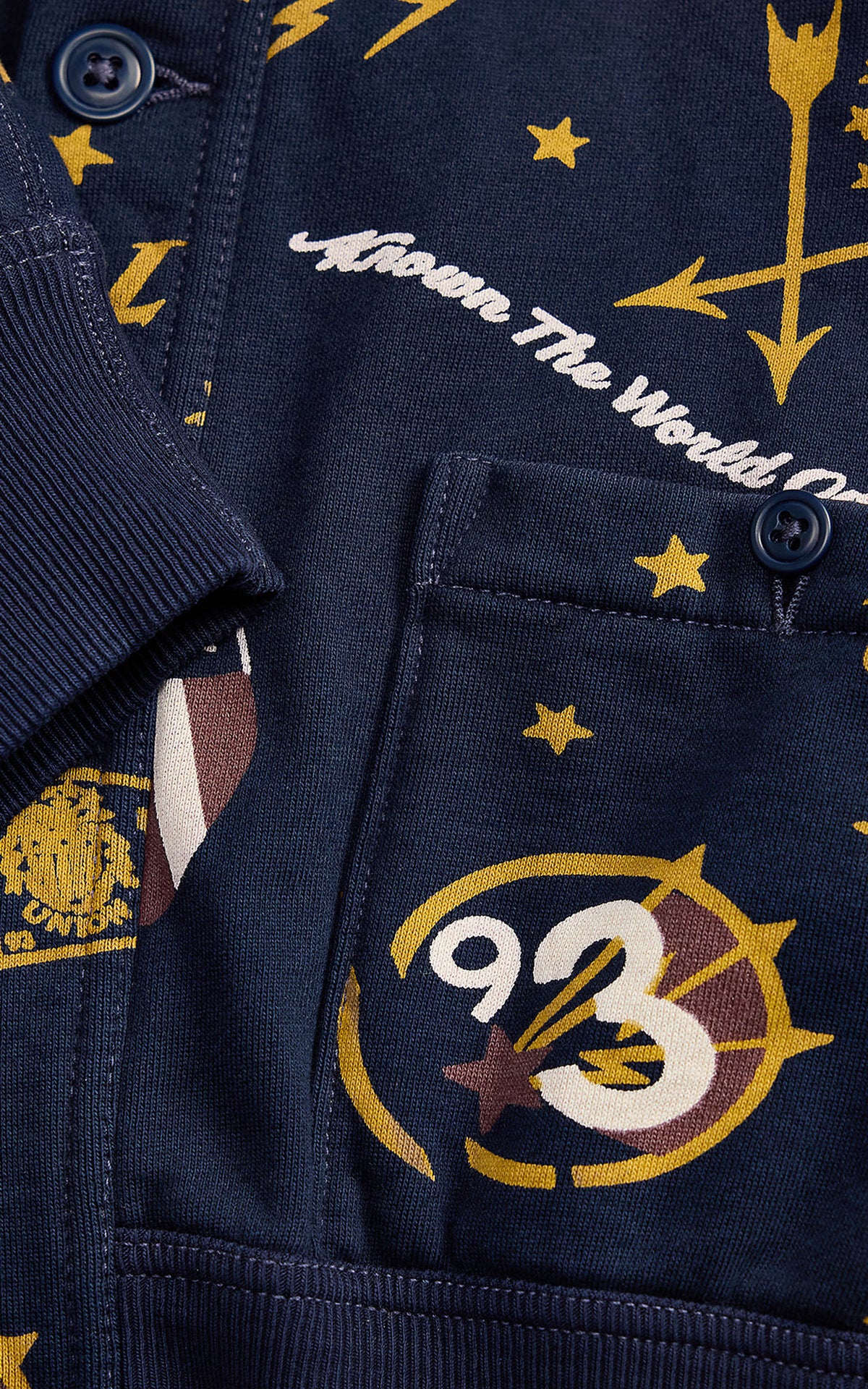 RRL Fleece Graphic Jacket Navy Multi