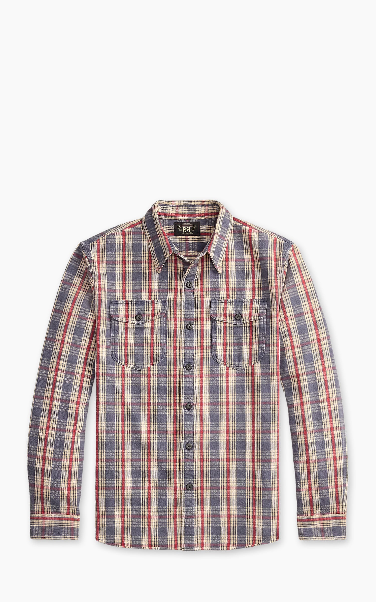 RRL Plaid Twill Workshirt Blue/Cream/Red