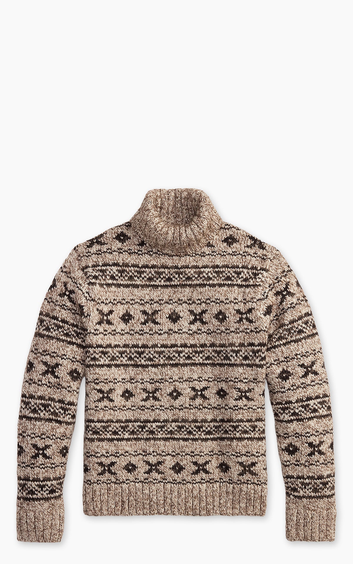 RRL Indigo Fair Isle Wool-Blend Turtleneck Sweater Cream/Brown Multi