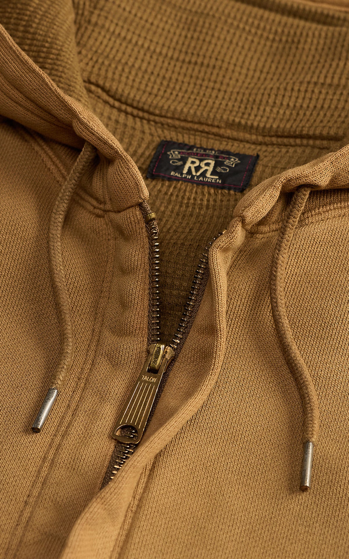 RRL Full-Zip Garment-Dyed Fleece Hoodie Tan