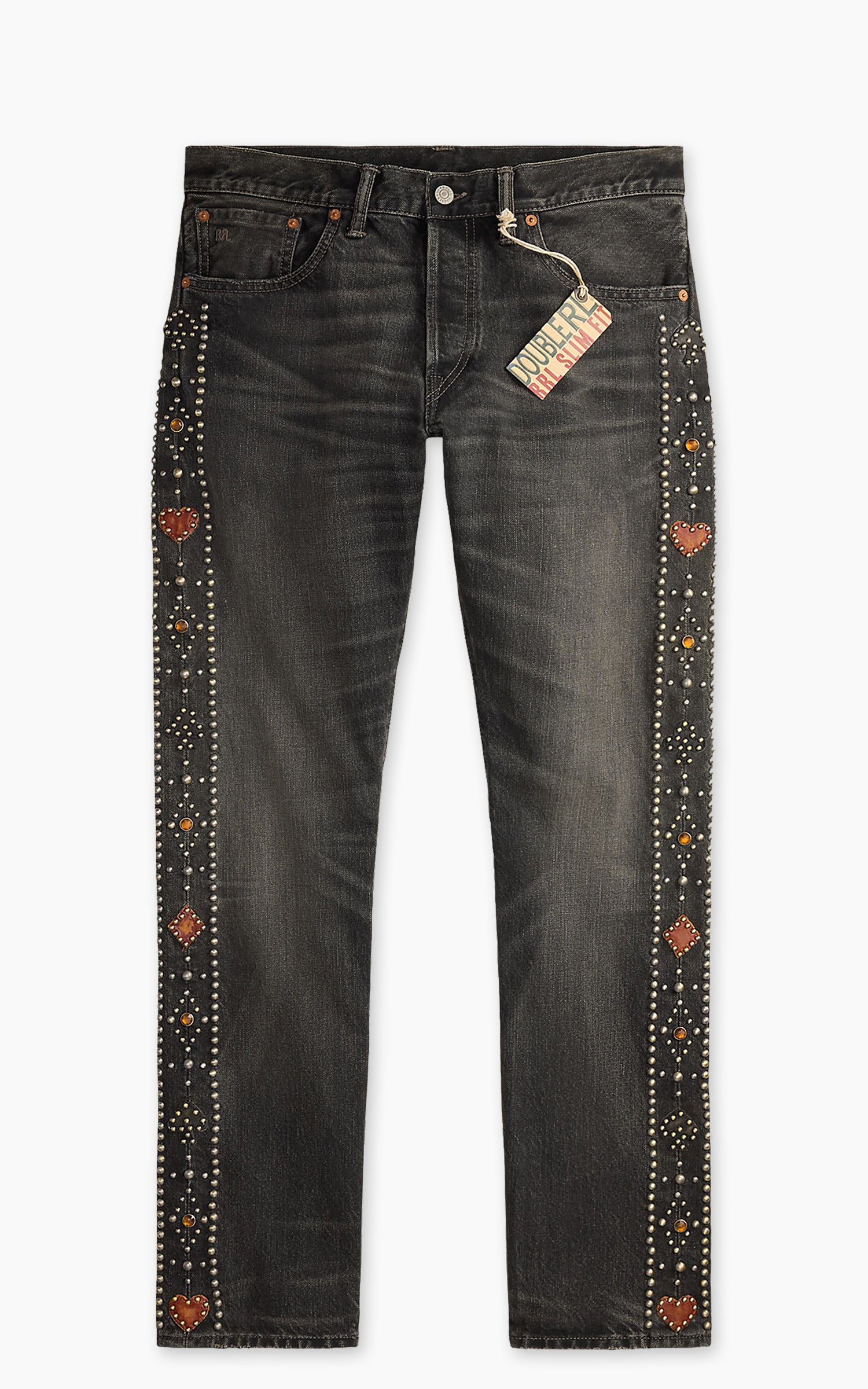 RRL Slim Fit Jean Studded Distressed Black