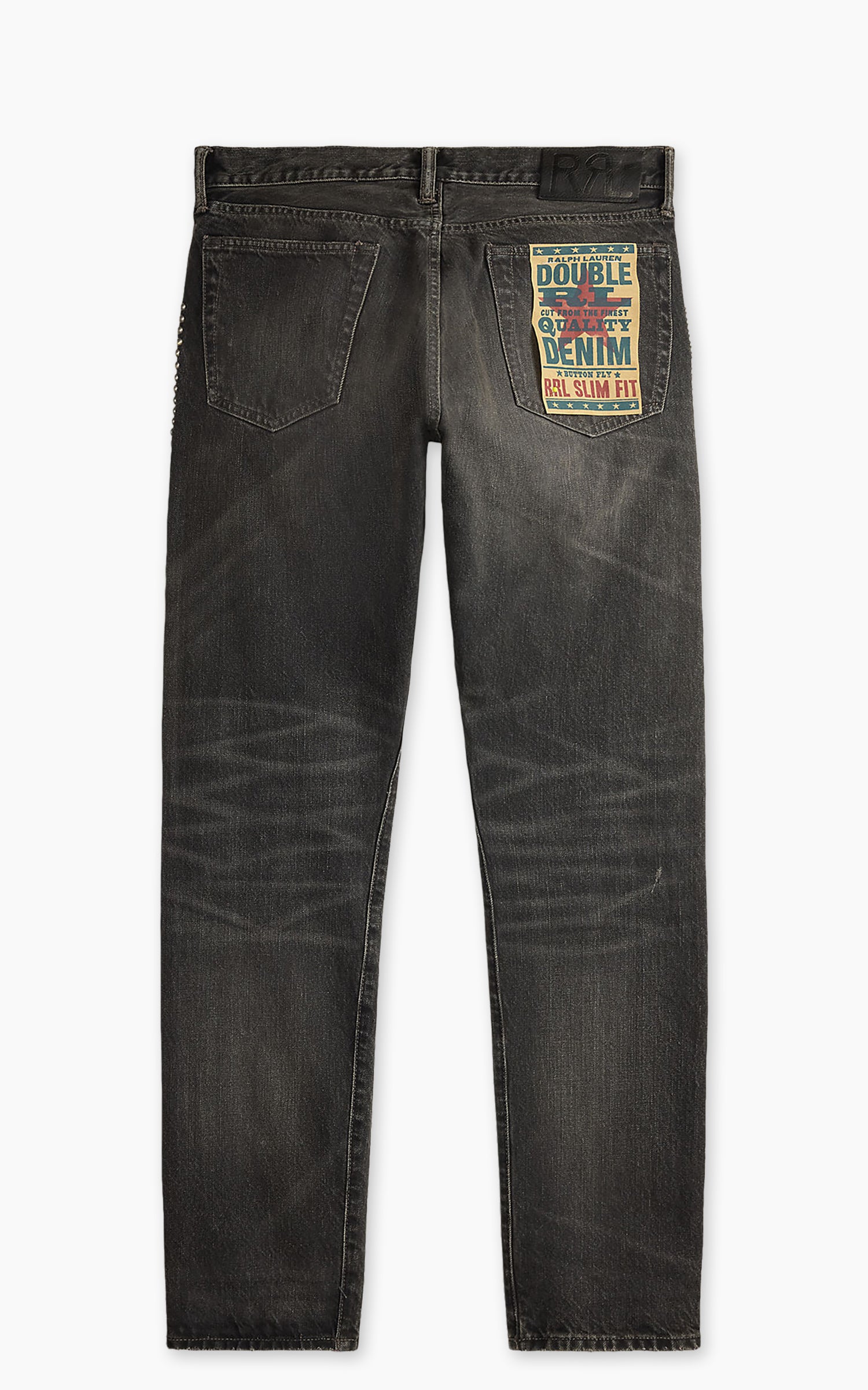 RRL Slim Fit Jean Studded Distressed Black