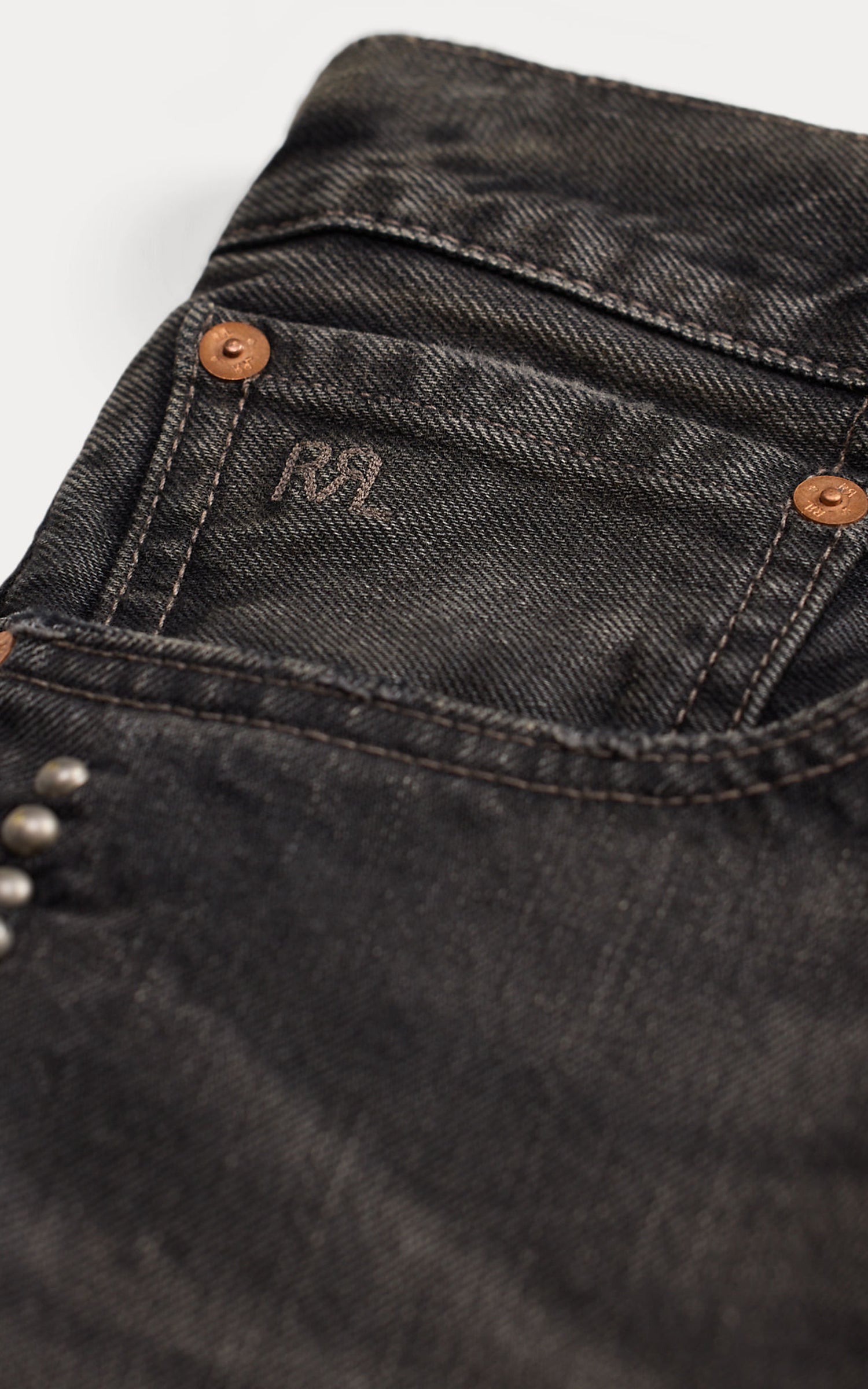 RRL Slim Fit Jean Studded Distressed Black