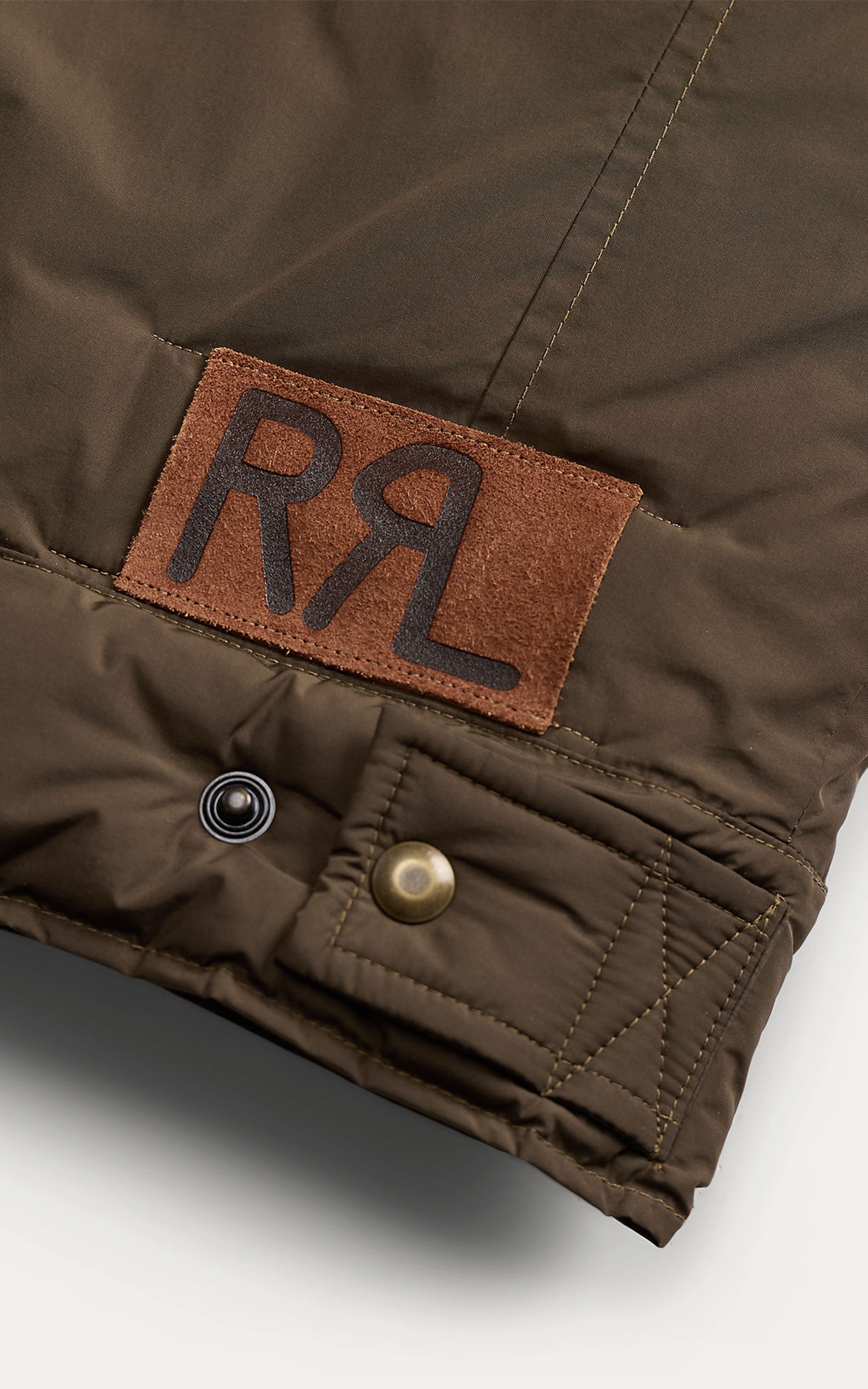 RRL Leather-Yoke Western Jacket Dark Olive