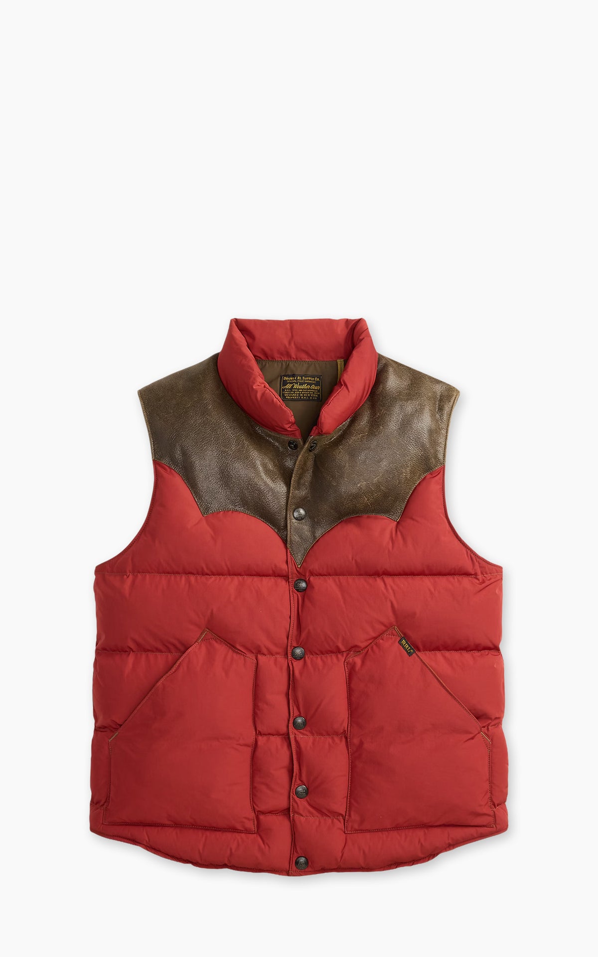 RRL Deerskin-Yoke Quilted Gilet Vintage Crimson