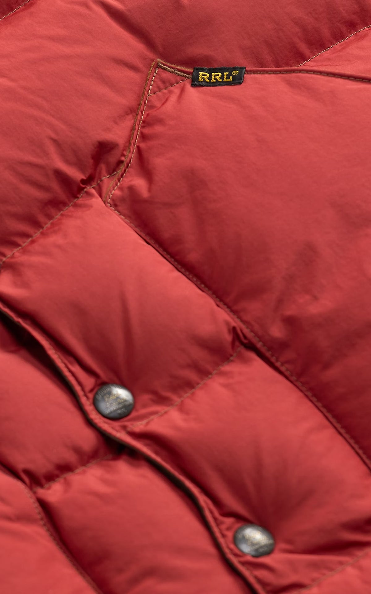 RRL Deerskin-Yoke Quilted Gilet Vintage Crimson