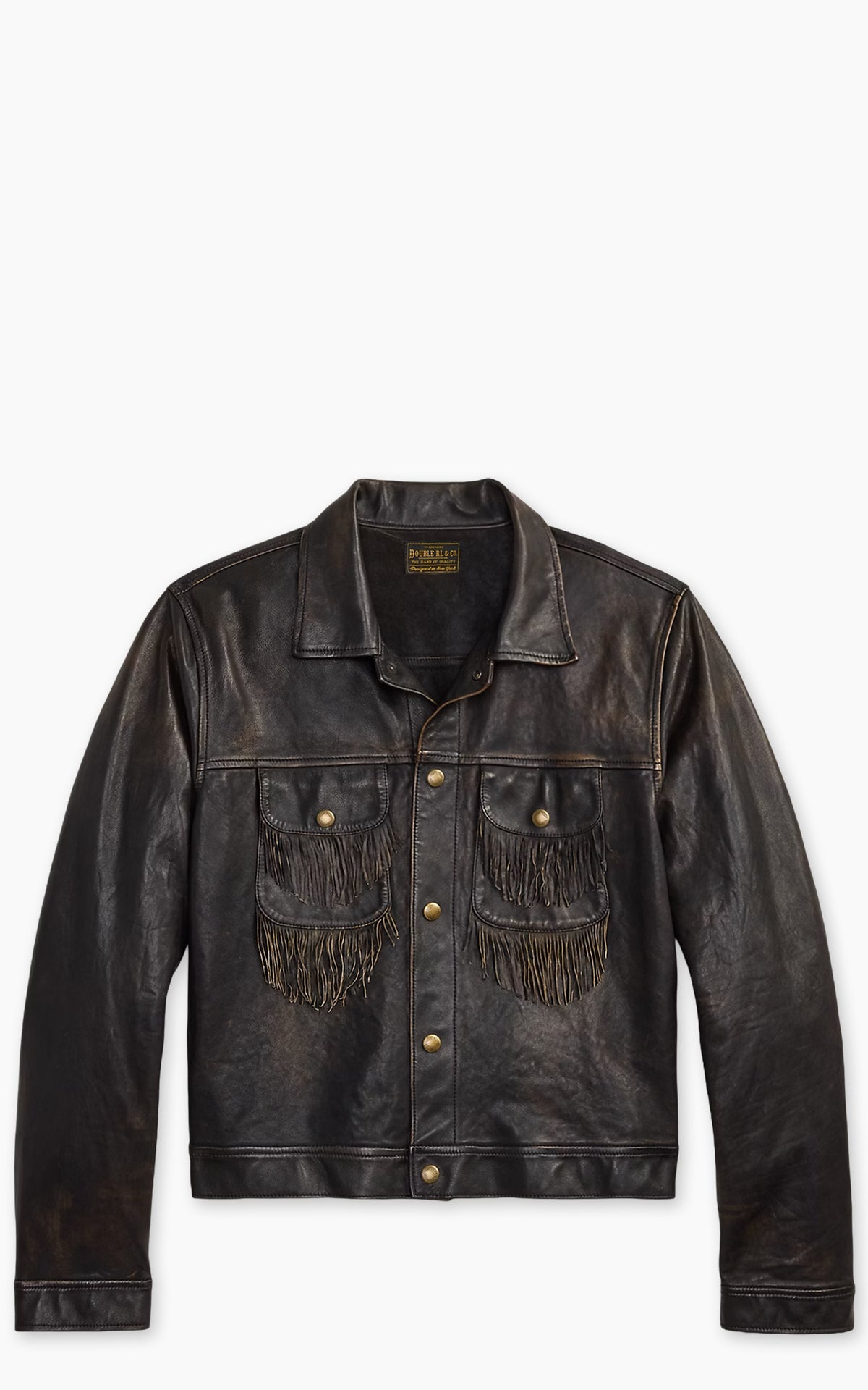 RRL Fringe Leather Jacket Vintage Black