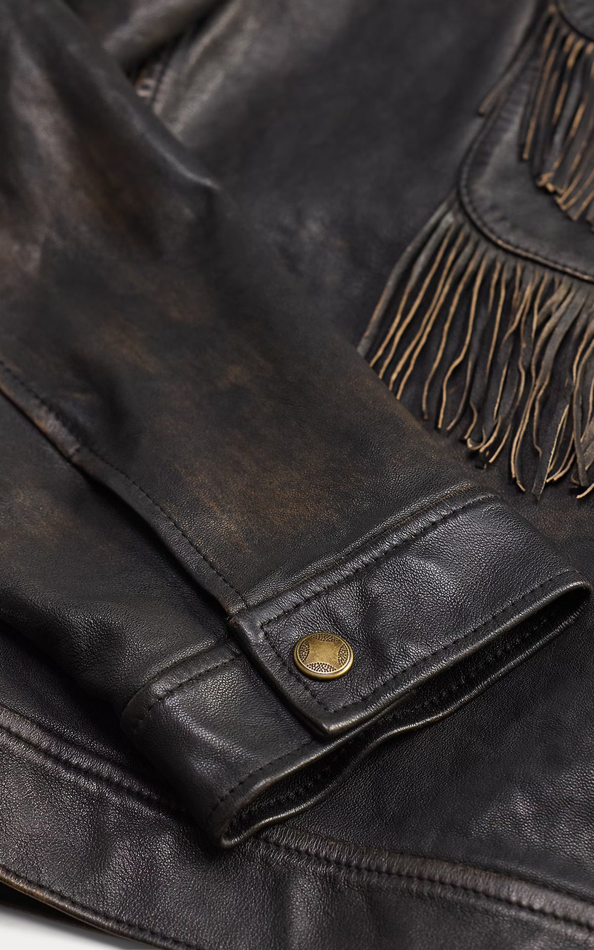 RRL Fringe Leather Jacket Vintage Black