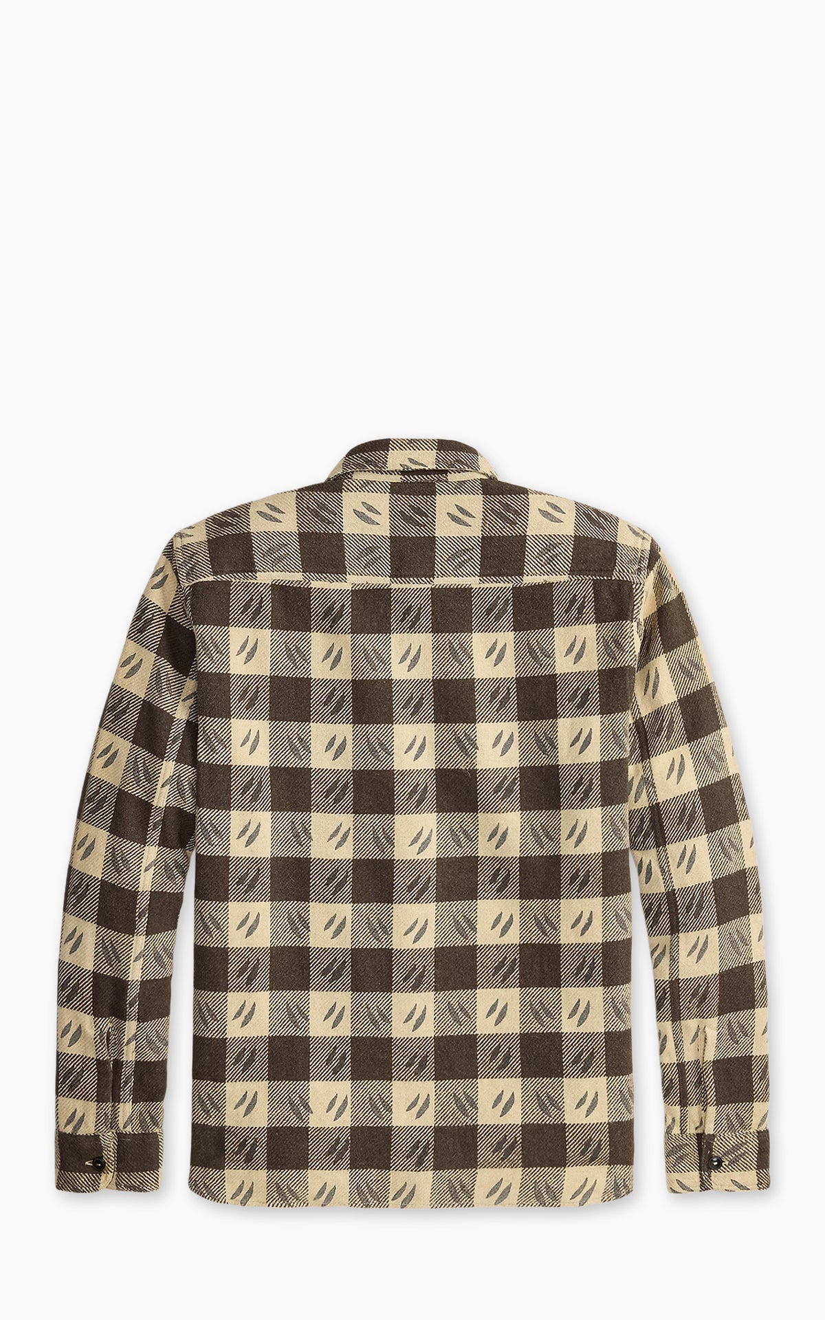 RRL Leaf-Print Checked Twill Workshirt Brown/Cream