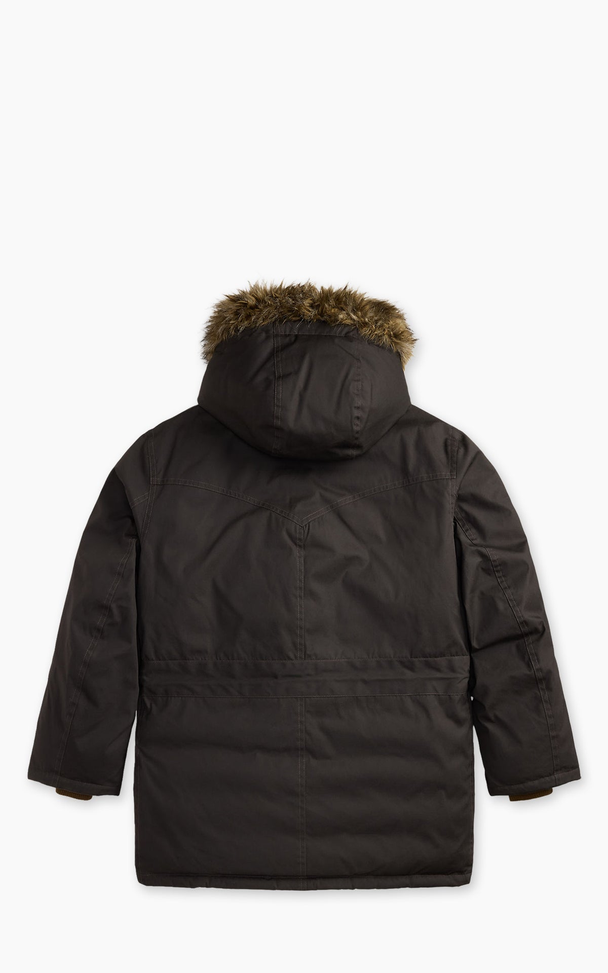 RRL Faux-Fur-Trim Coated Canvas Parka Washed Black