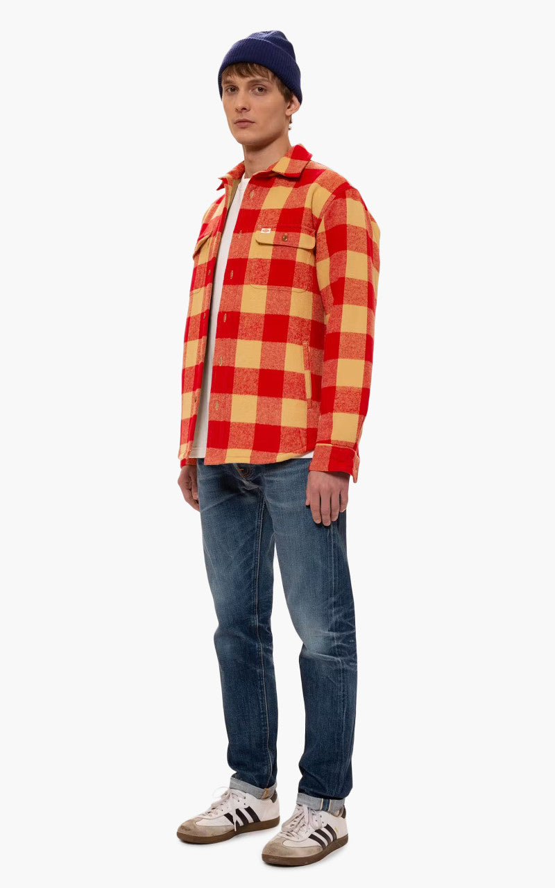 Nudie Jeans Glenn Padded Check Shirt Red