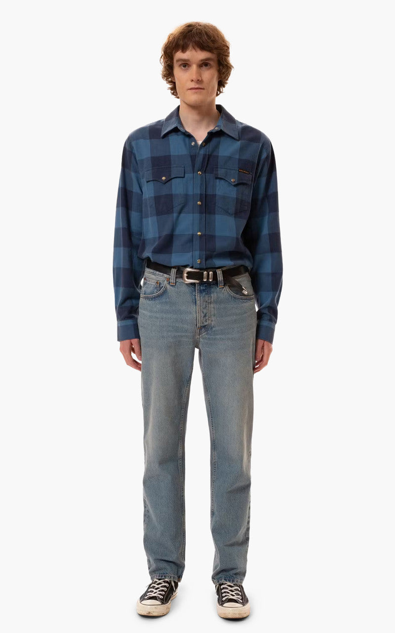 Nudie Jeans George Flannel Shirt Blue