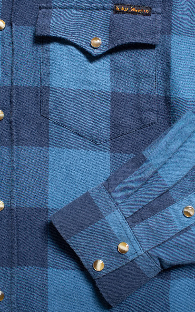 Nudie Jeans George Flannel Shirt Blue