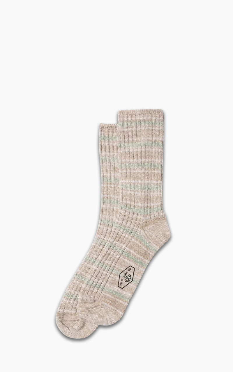Nudie Jeans Chunky Sock Allover Stripe Beigemelange