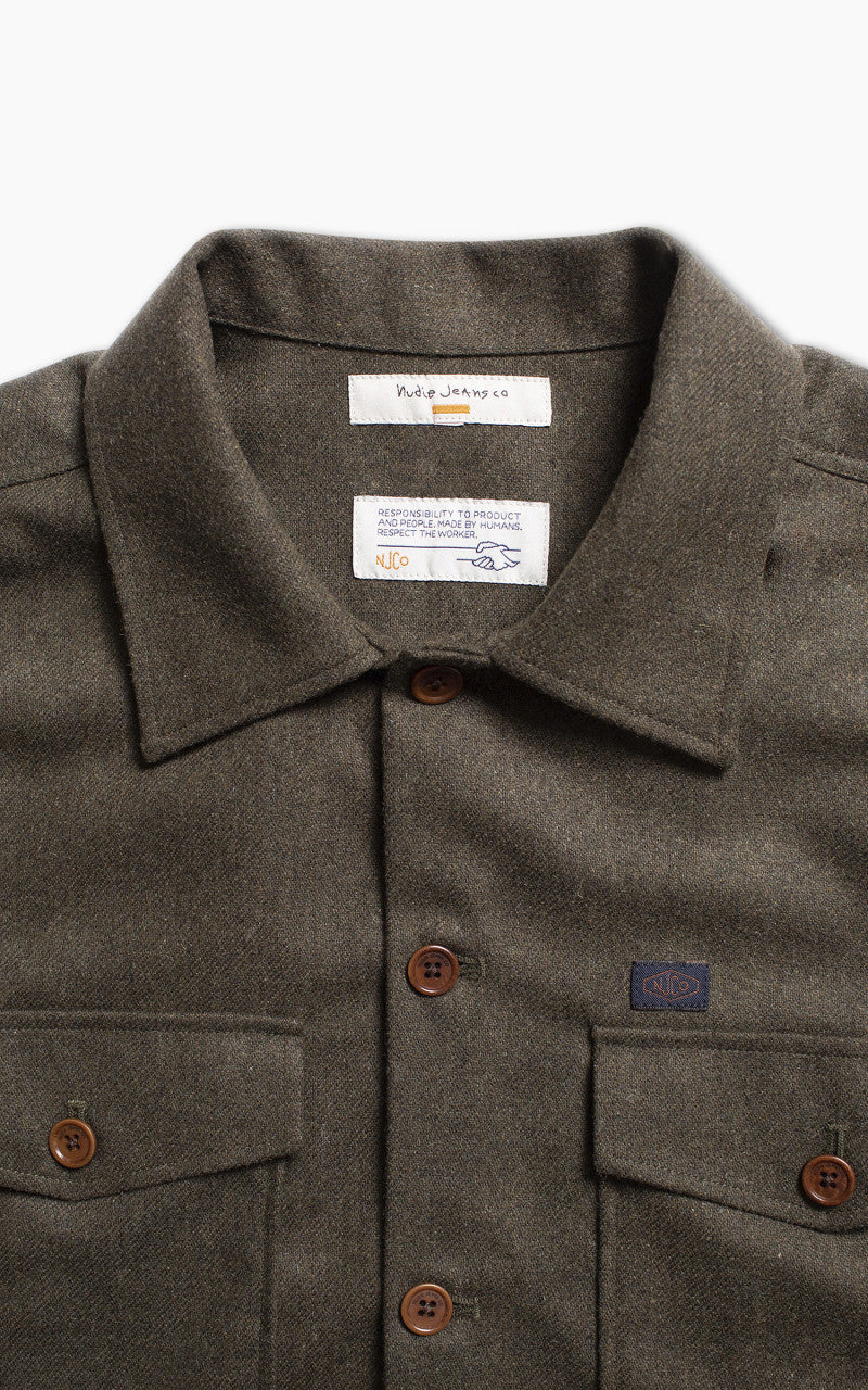 Nudie Jeans Vincent Melange Board Shirt Green Melange