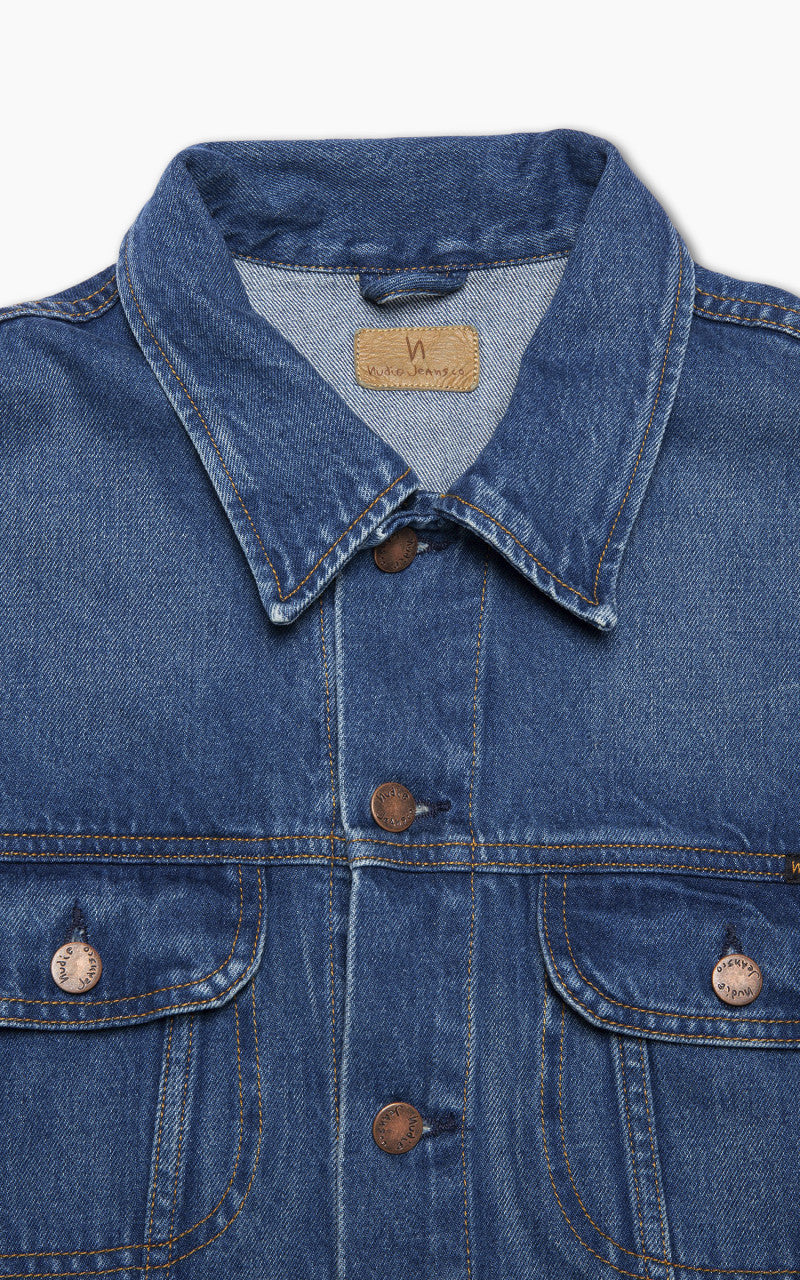 Nudie Jeans Danny Greasy Denim Jacket Mid Blue