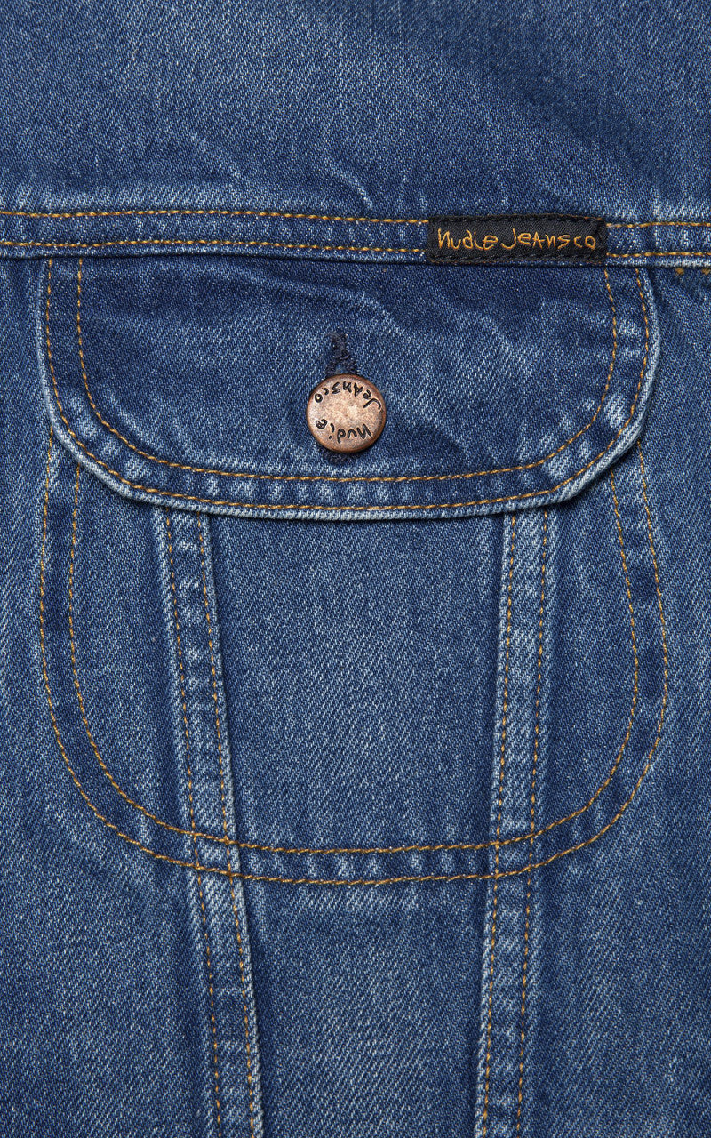 Nudie Jeans Danny Greasy Denim Jacket Mid Blue