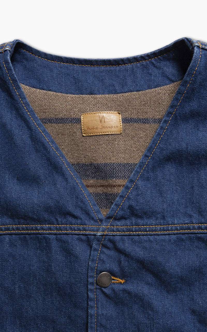Nudie Jeans Harry Rinse Denim Vest Dark Blue
