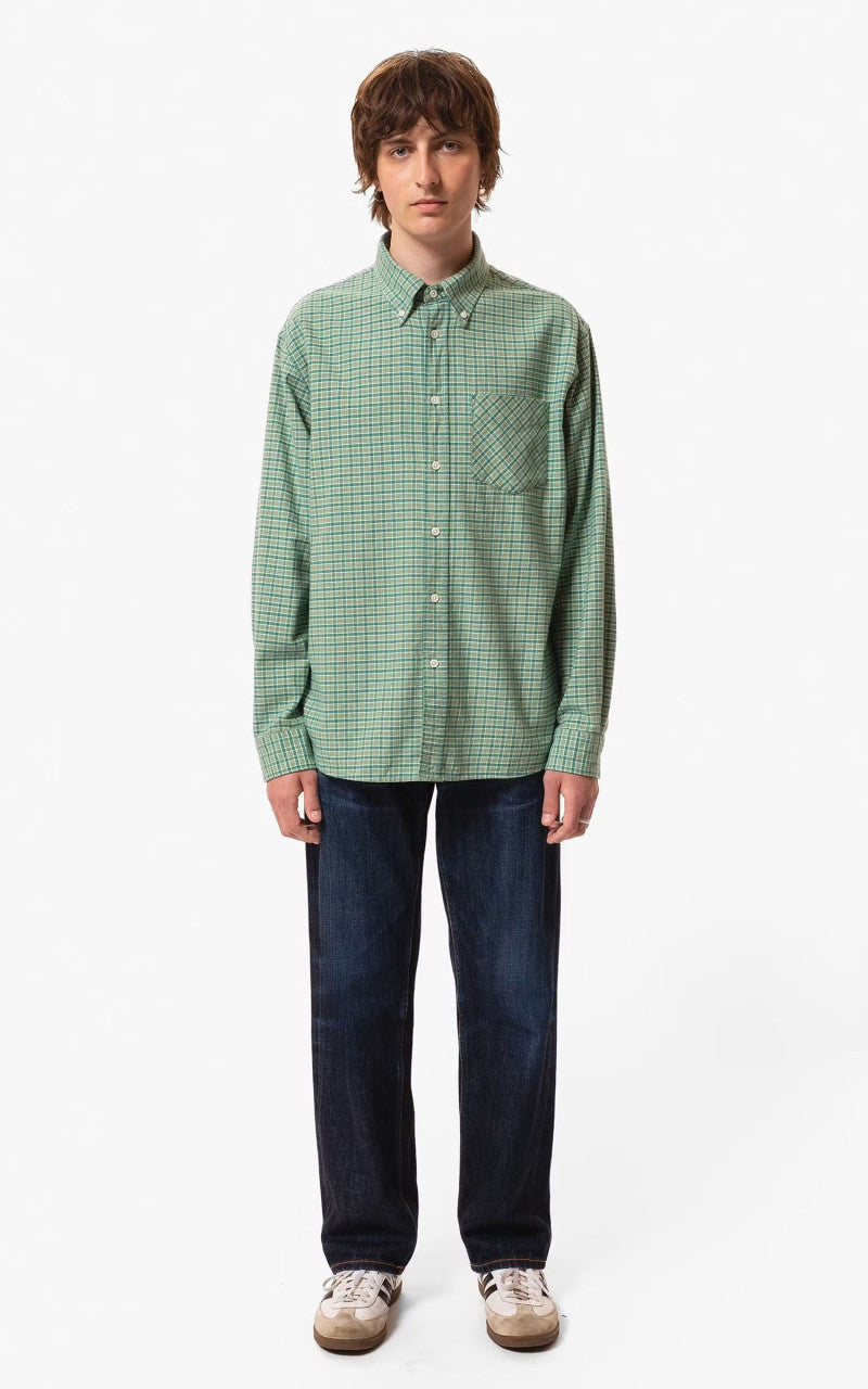 Nudie Jeans Filip Checked BD Shirt Green