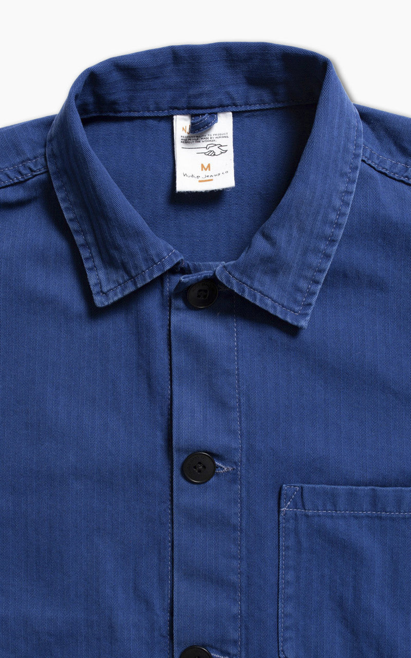 Nudie Jeans Buddy Herringbone Chore Jacket Blue