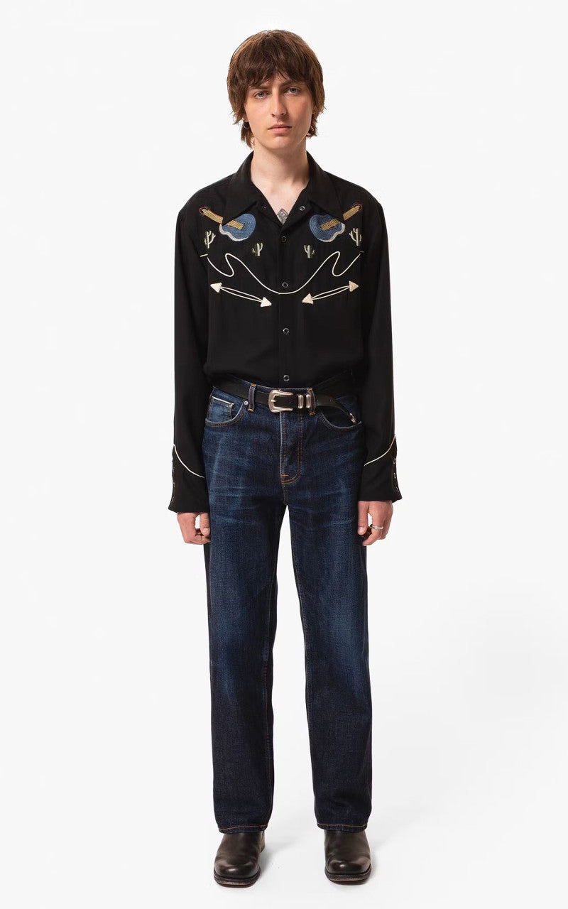 Nudie Jeans Gonzo Western Guitar Shirt Black