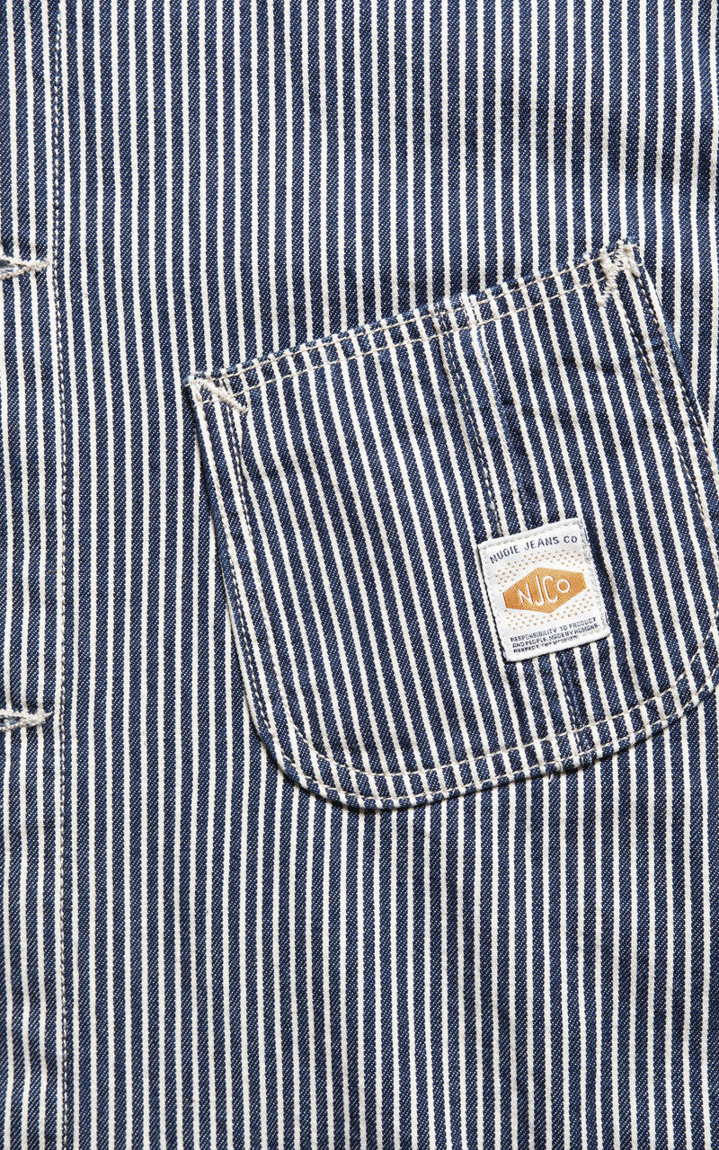 Nudie Jeans Howie Hickory Chore Jacket Blue/Offwhite