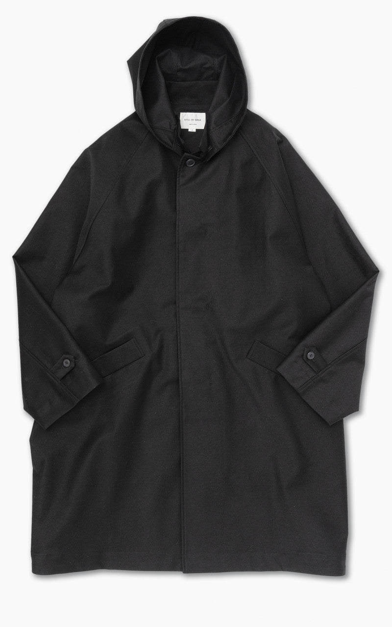 Still By Hand Moleskin Hooded Coat Black