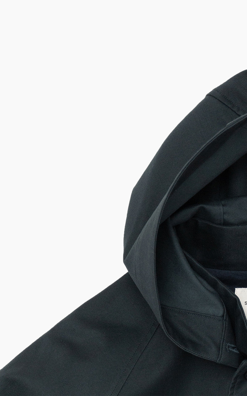 Still By Hand Moleskin Hooded Coat Deep Blue