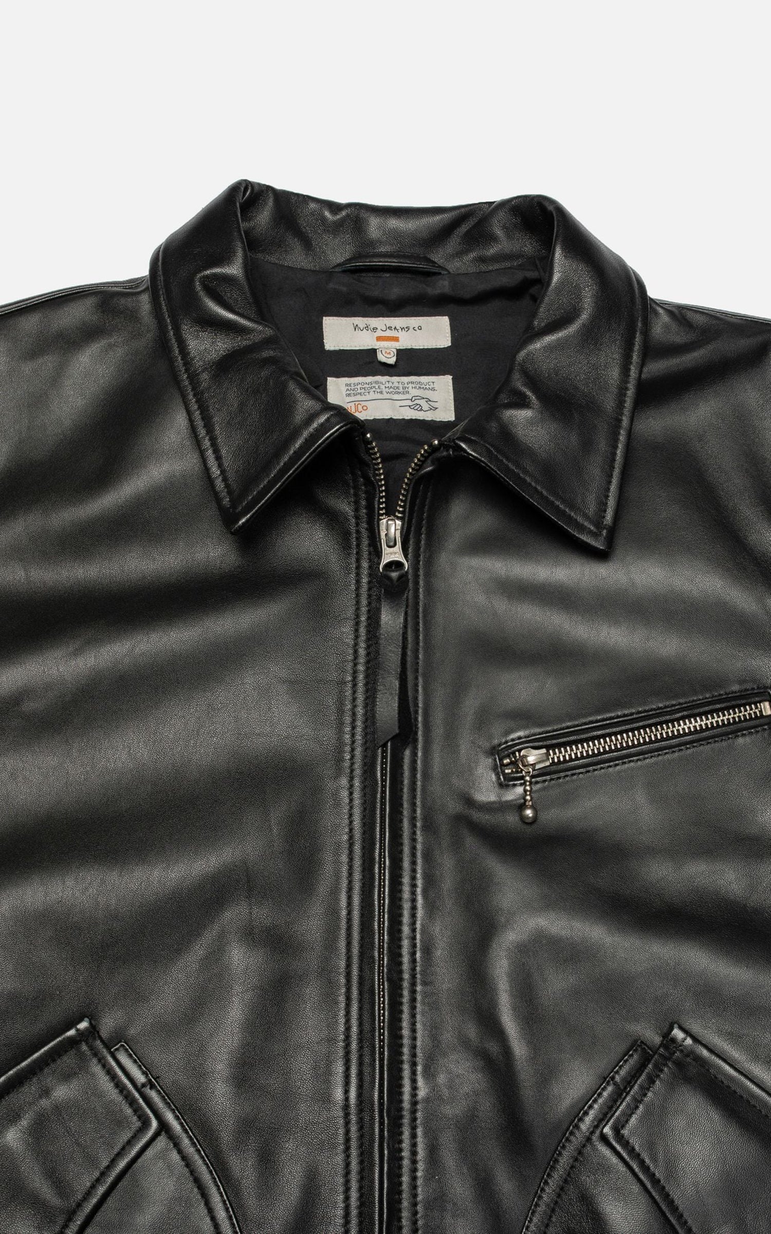 Nudie Jeans Blake Zip Jacket Leather Black