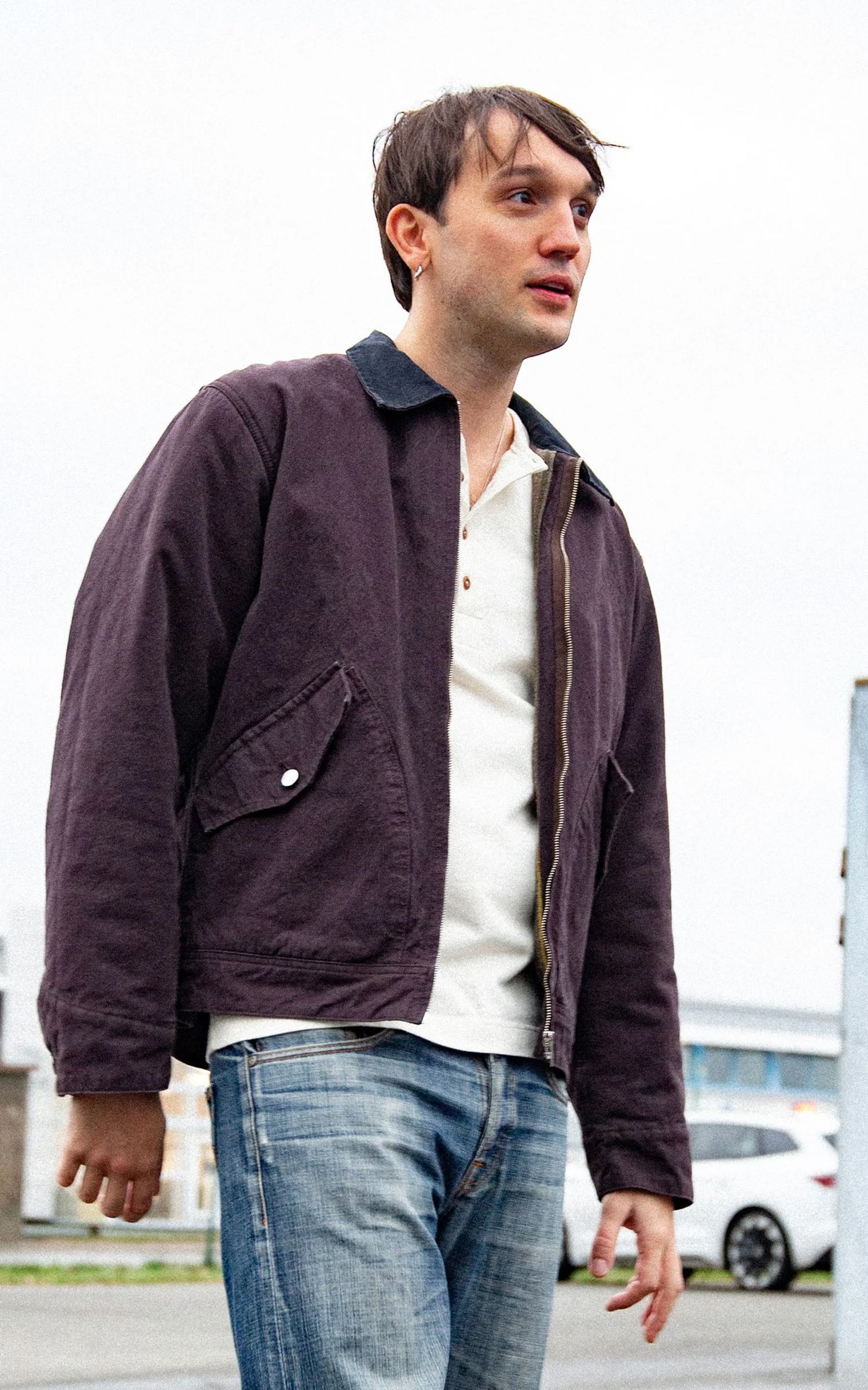 Nudie Jeans Blake Zip Jacket Duck Canvas Dark Brown