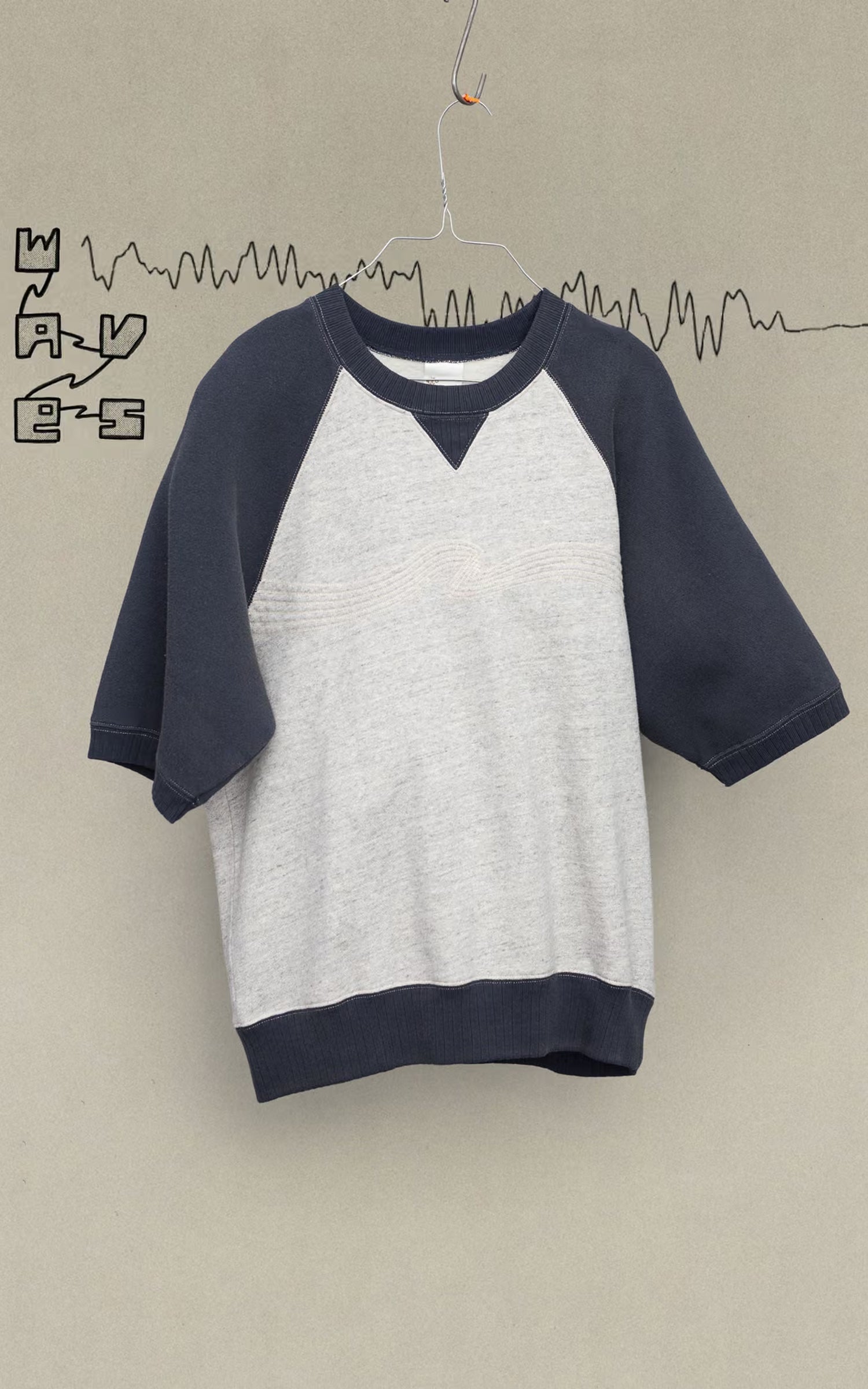 Nudie Jeans Kaj Short Sleeve Embo Wave Greymelange