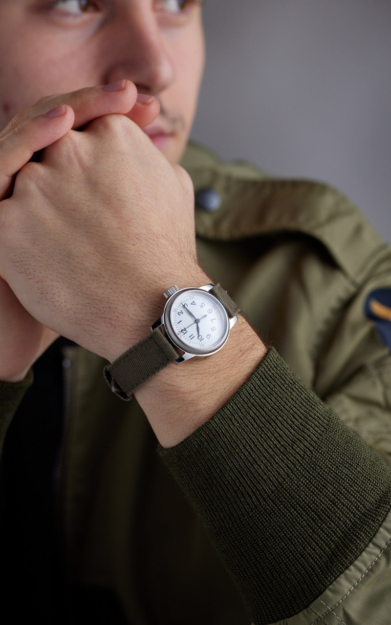 M.R.M.W. A-11 Military Watch 12H Dial Cotton Strap White